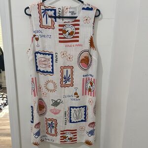 Zara Boxy Red and Blue Sleeveles Dress Size XL